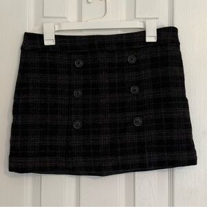 GAP Plaid Button Front Mini Skirt Black Gray Wool Blend Preppy Academia sz 6